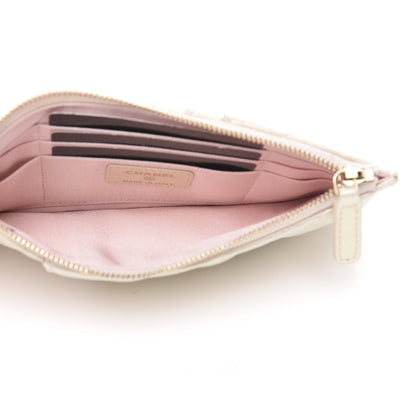 Chanel Iridescent Lambskin Quilted Classic Flat Wallet Pouch Ivory 5 of 10