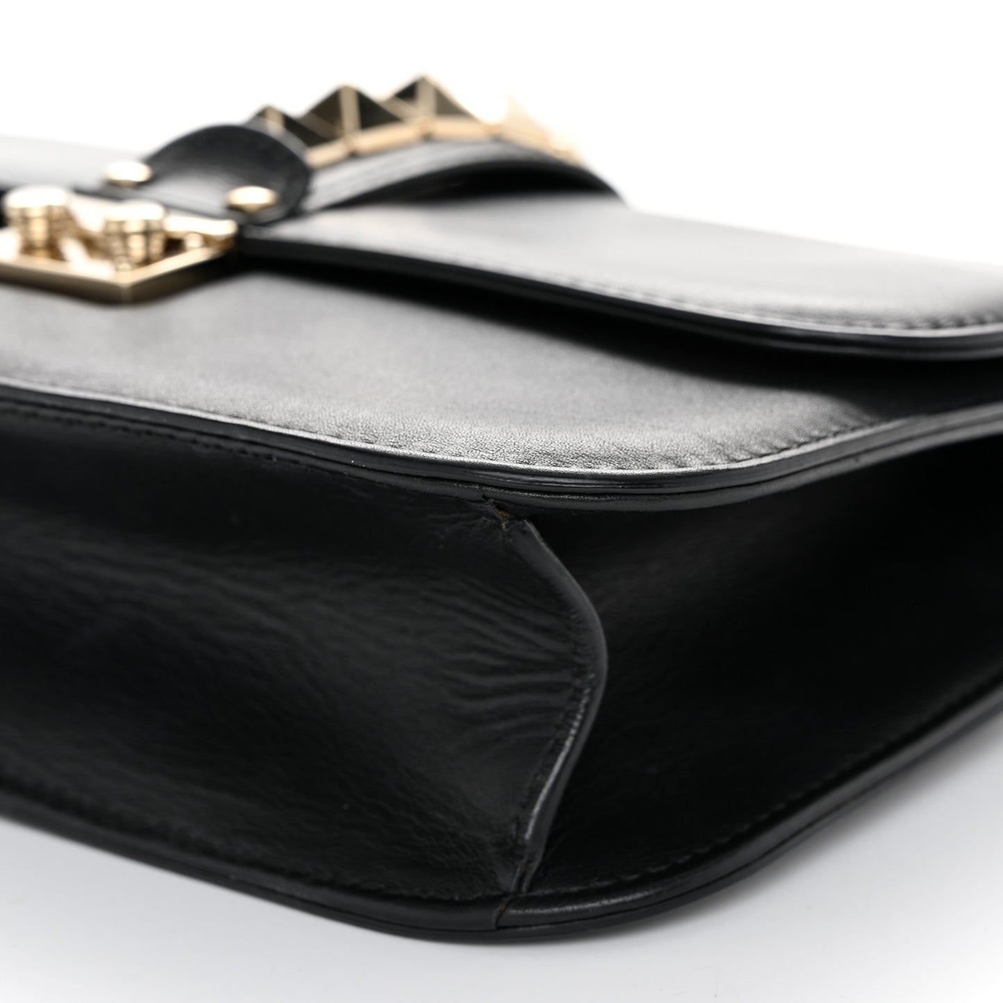 Vitello Medium Glam Lock Rockstud Flap Black