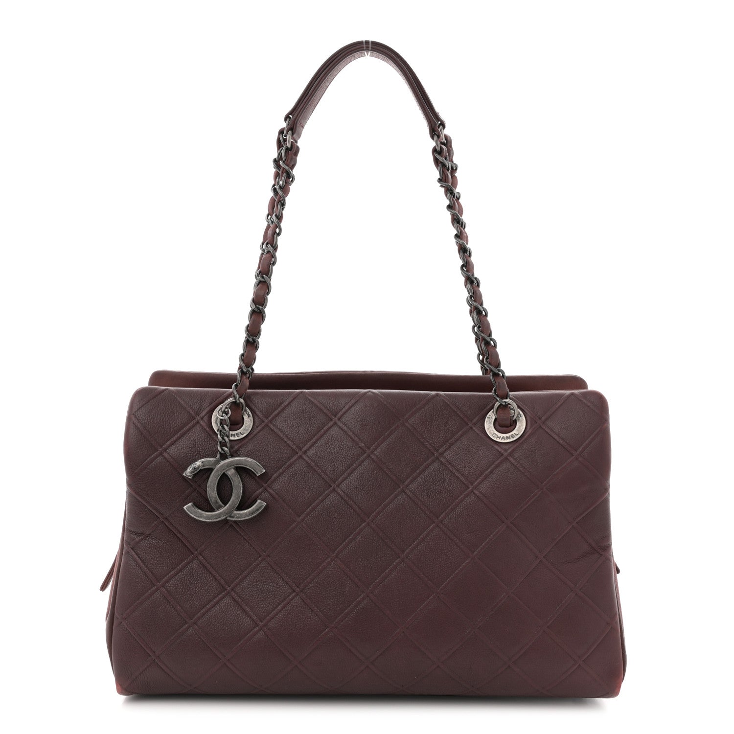 Chanel Calfskin Quilted Tote Burgundy 1 of 13