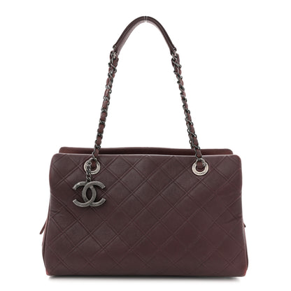 Chanel Calfskin Quilted Tote Burgundy 1 of 13