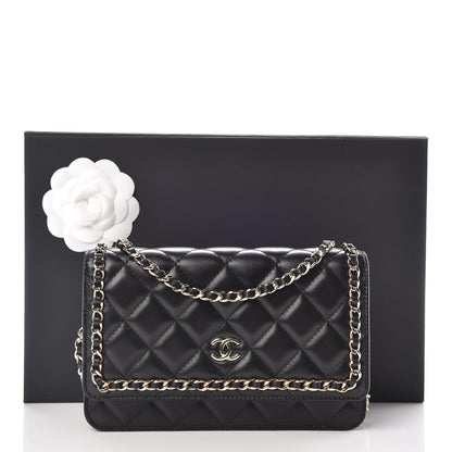 Chanel Lambskin Quilted Chain Around Wallet On Chain WOC Black 11 of 11