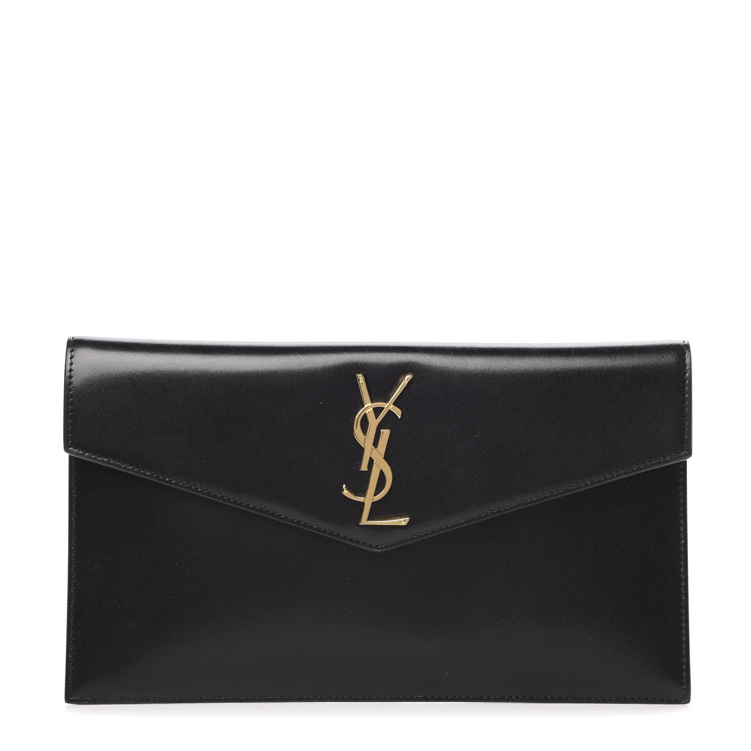 Saint Laurent Smooth Shiny Calfskin Monogram Uptown Pouch Black 1 of 9