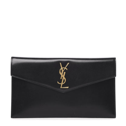 Saint Laurent Smooth Shiny Calfskin Monogram Uptown Pouch Black 1 of 9