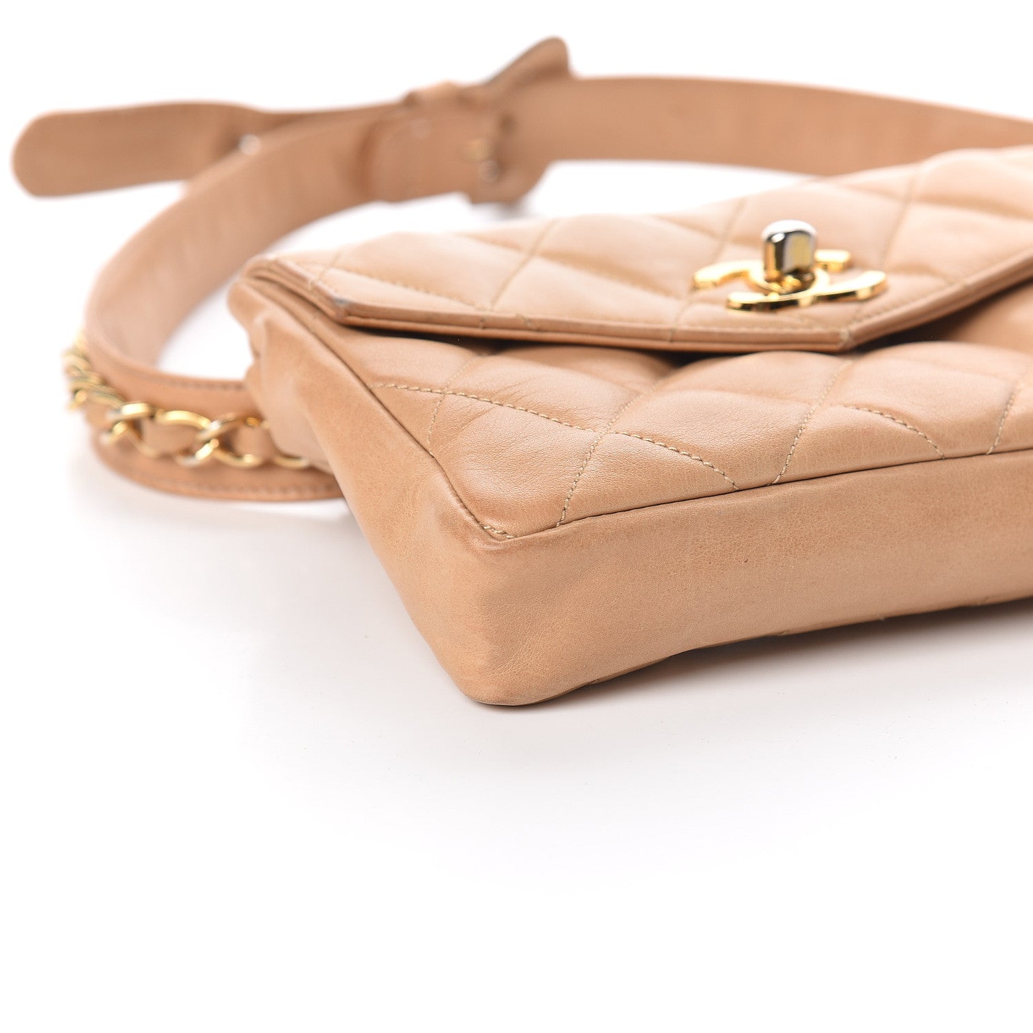Chanel Lambskin Quilted Flap Waist Belt Bag Beige 5 of 15