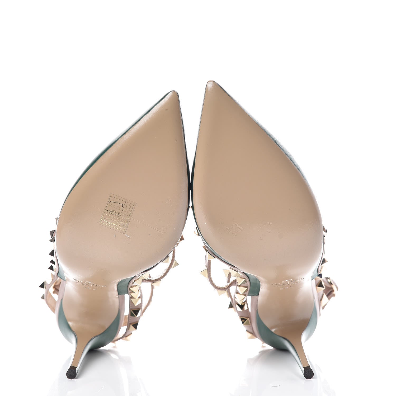 Valentino Garavani Calfskin Nappa Rockstud Ankle Strap 100mm Pumps 39.5 Smeraldo Poudre 5 of 9