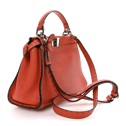 Fendi Cuoio Romano Selleria Mini Peekaboo Iconic Satchel Dark Orange 3 of 10