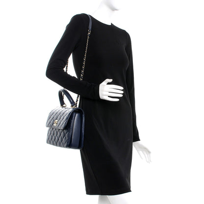 Chanel Lambskin Quilted Medium Trendy CC Flap Dual Handle Bag Navy Blue 2 of 8