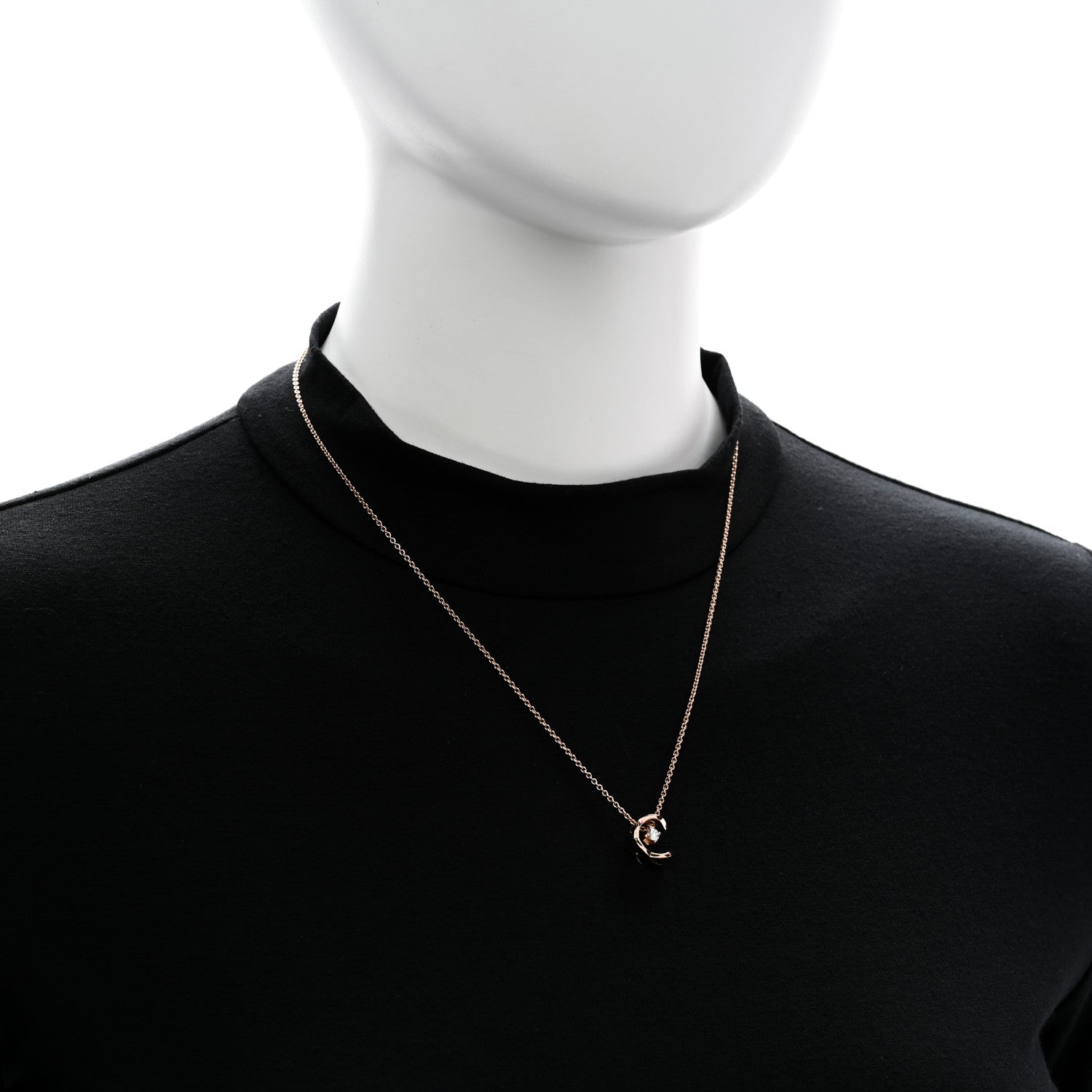 Chanel 18K Beige Gold Diamond Coco Crush C Necklace 2 of 5
