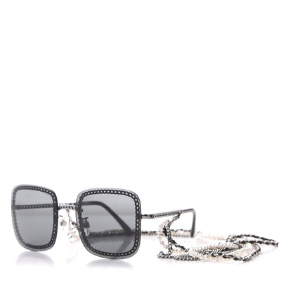 Chanel Square Removable Chain Pearl Sunglasses 4244 Black 1 of 10
