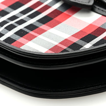 Burberry Calfskin Nylon Tartan Micro Olympia Card Case Bright Red 8 of 8