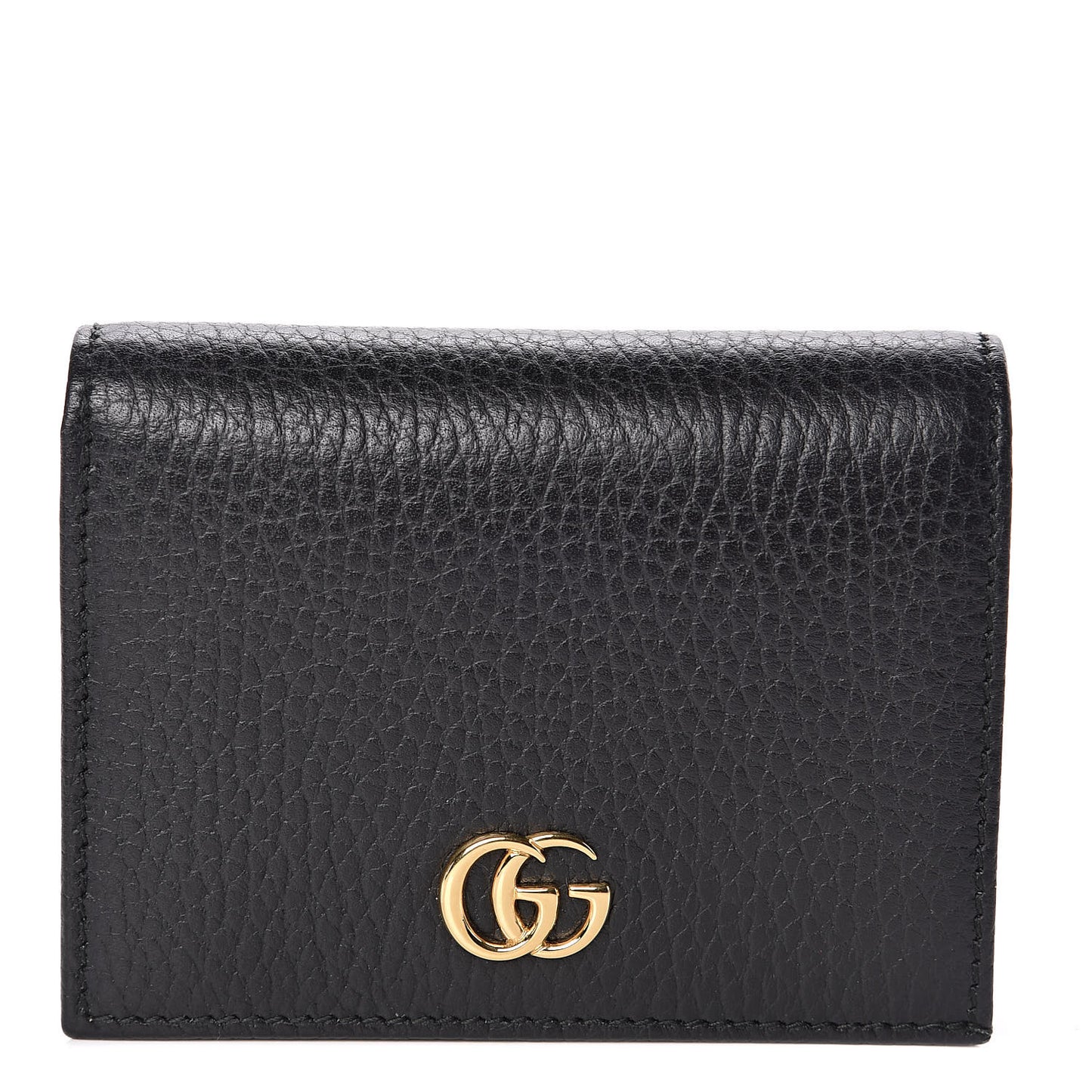 Pebbled Calfskin GG Marmont Card Case Black