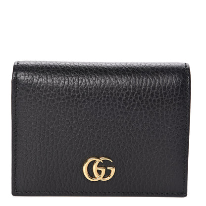Gucci Pebbled Calfskin GG Marmont Card Case Black 1 of 8