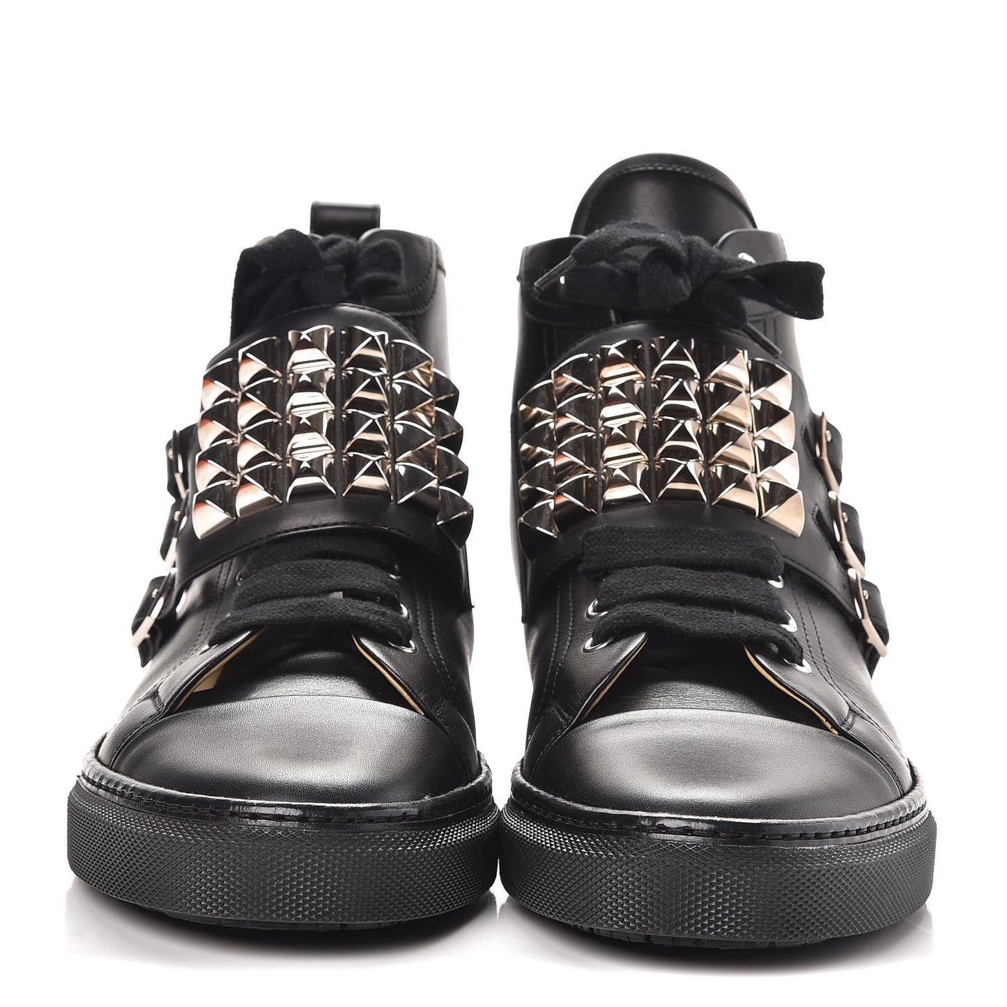 Calfskin Studded Lennox High Top Sneakers 41 Black