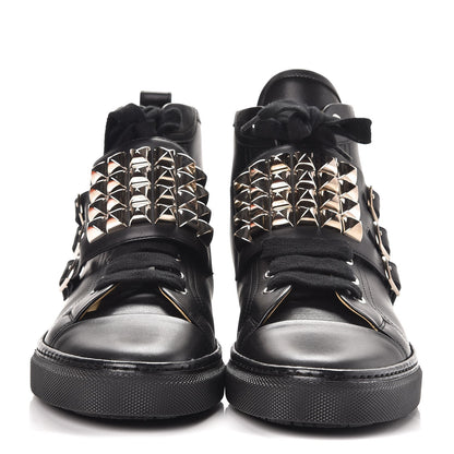 Hermes Calfskin Studded Lennox High Top Sneakers 41 Black 2 of 9