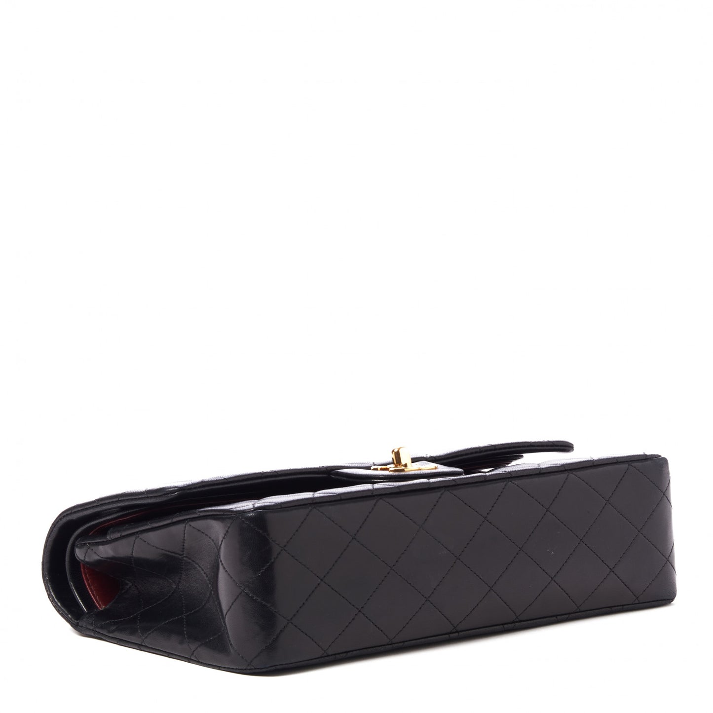 Lambskin Quilted Medium Double Flap Black