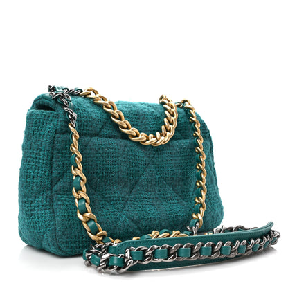 Chanel Tweed Quilted Medium Chanel 19 Flap Green 3 of 9