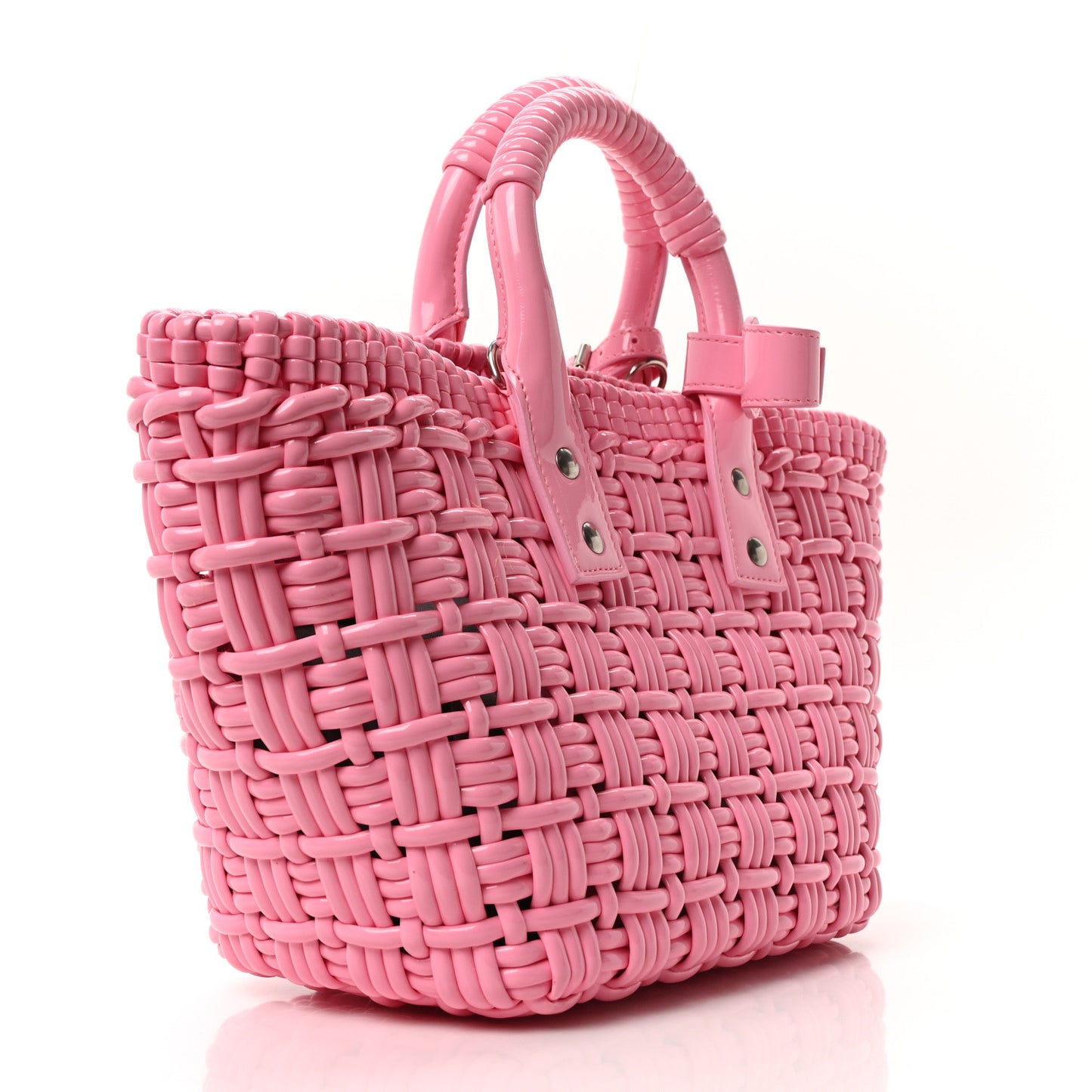 Varnished Faux Calfskin Braided Varnished XS Bistro Basket Violet Roseate