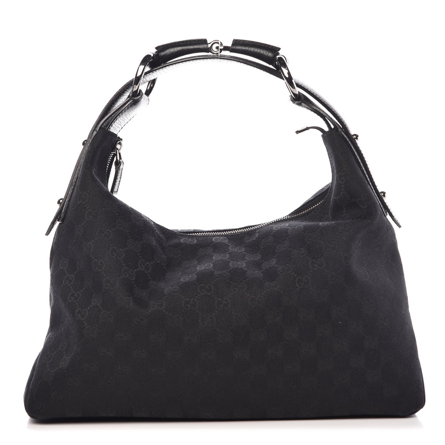 Gucci Monogram Medium Horsebit Chain Hobo Black 1 of 8