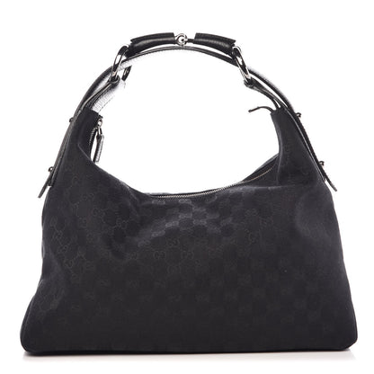 Gucci Monogram Medium Horsebit Chain Hobo Black 1 of 8