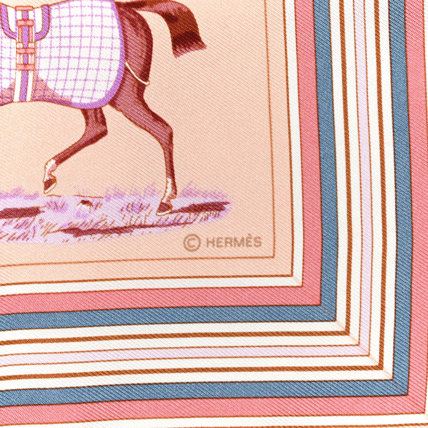 Hermes Silk Couvertures Et Tenues de Jour Pocket Square Rose Pale Blue Jean Dragee 4 of 5
