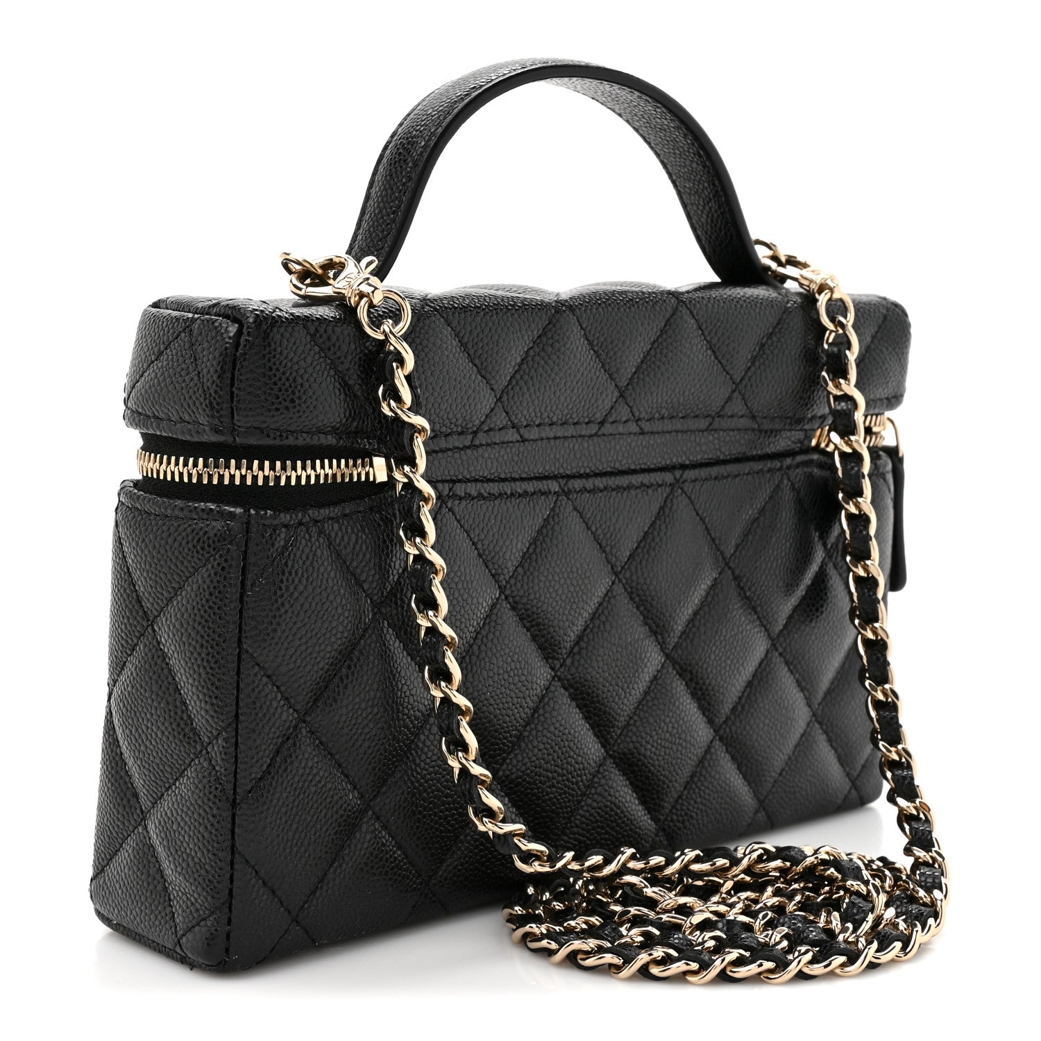 Chanel Caviar Quilted Top Handle Slim Vanity With Chain Black 2 of 10