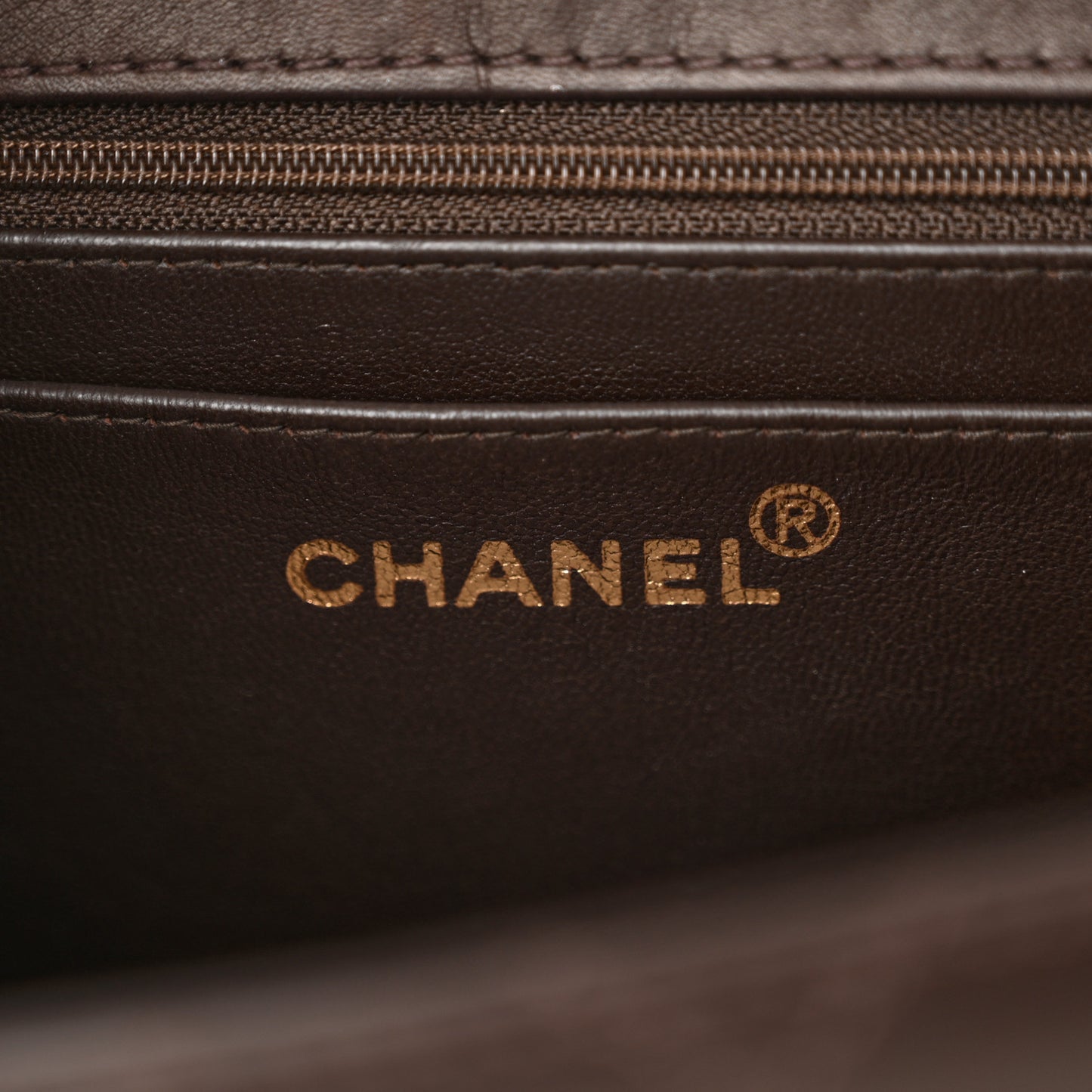 Lambskin Quilted Single Flap Dark Brown