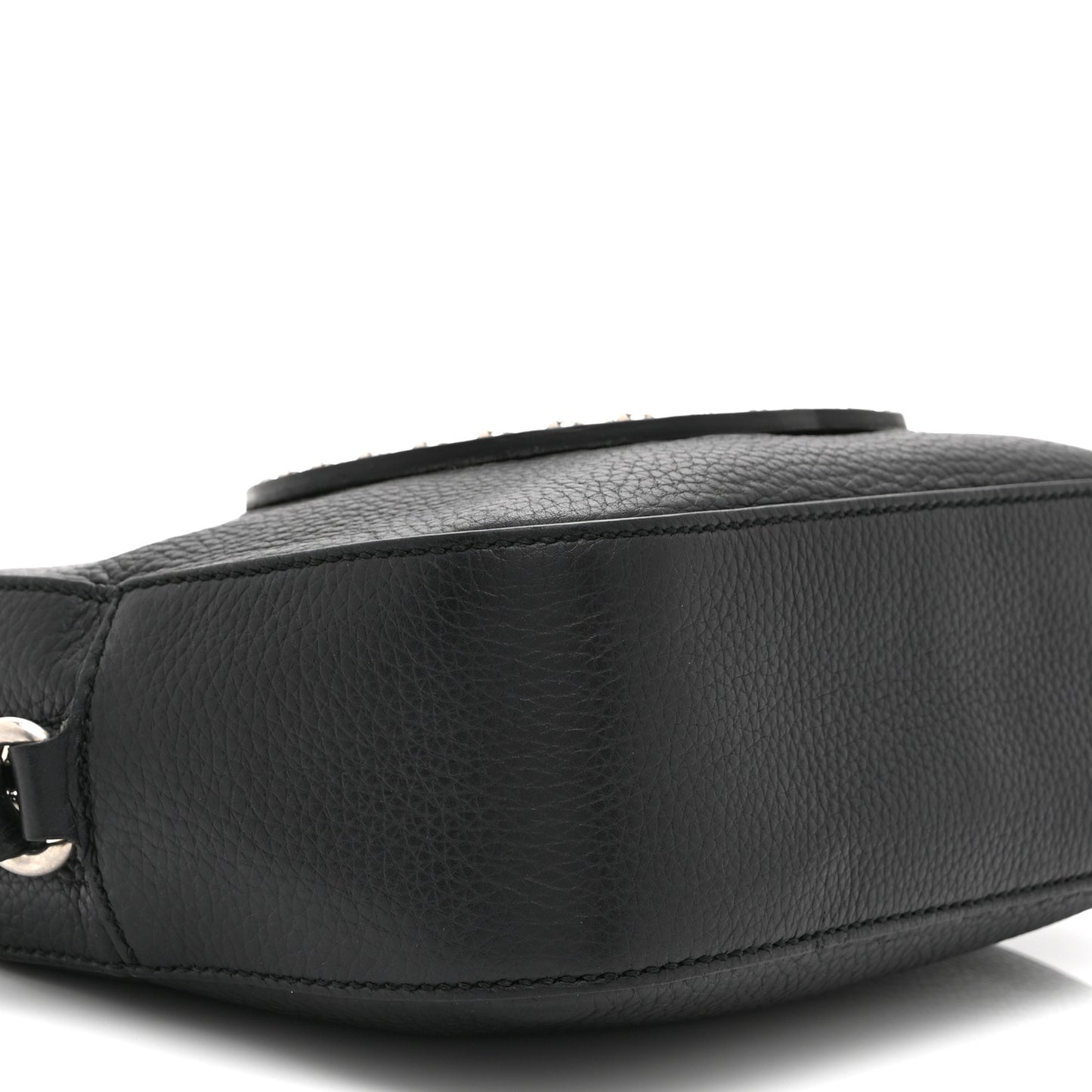 Pebbled Calfskin Studded Small Soho Disco Bag Black