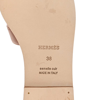 Hermes Box Calfskin Oran Sandals 38 Gold 6 of 10