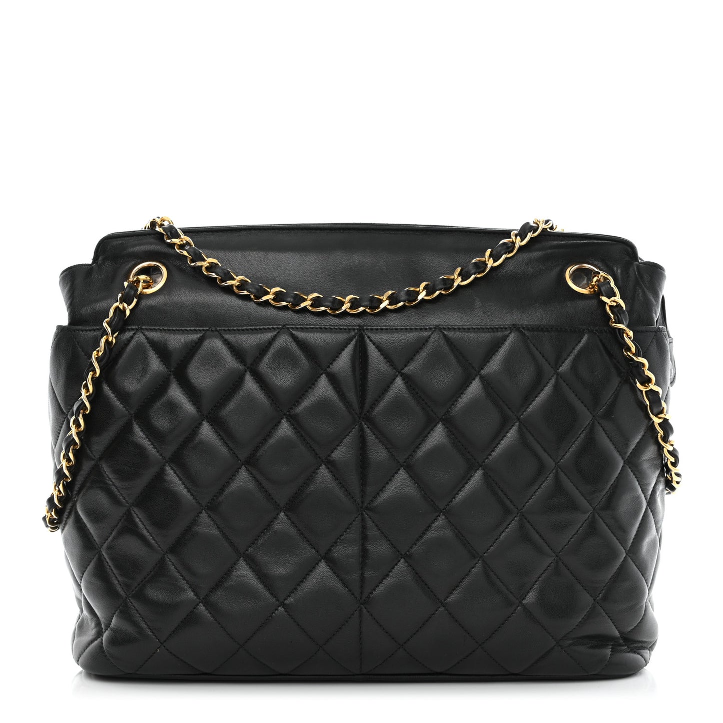 Lambskin Quilted Large Camera Case Black