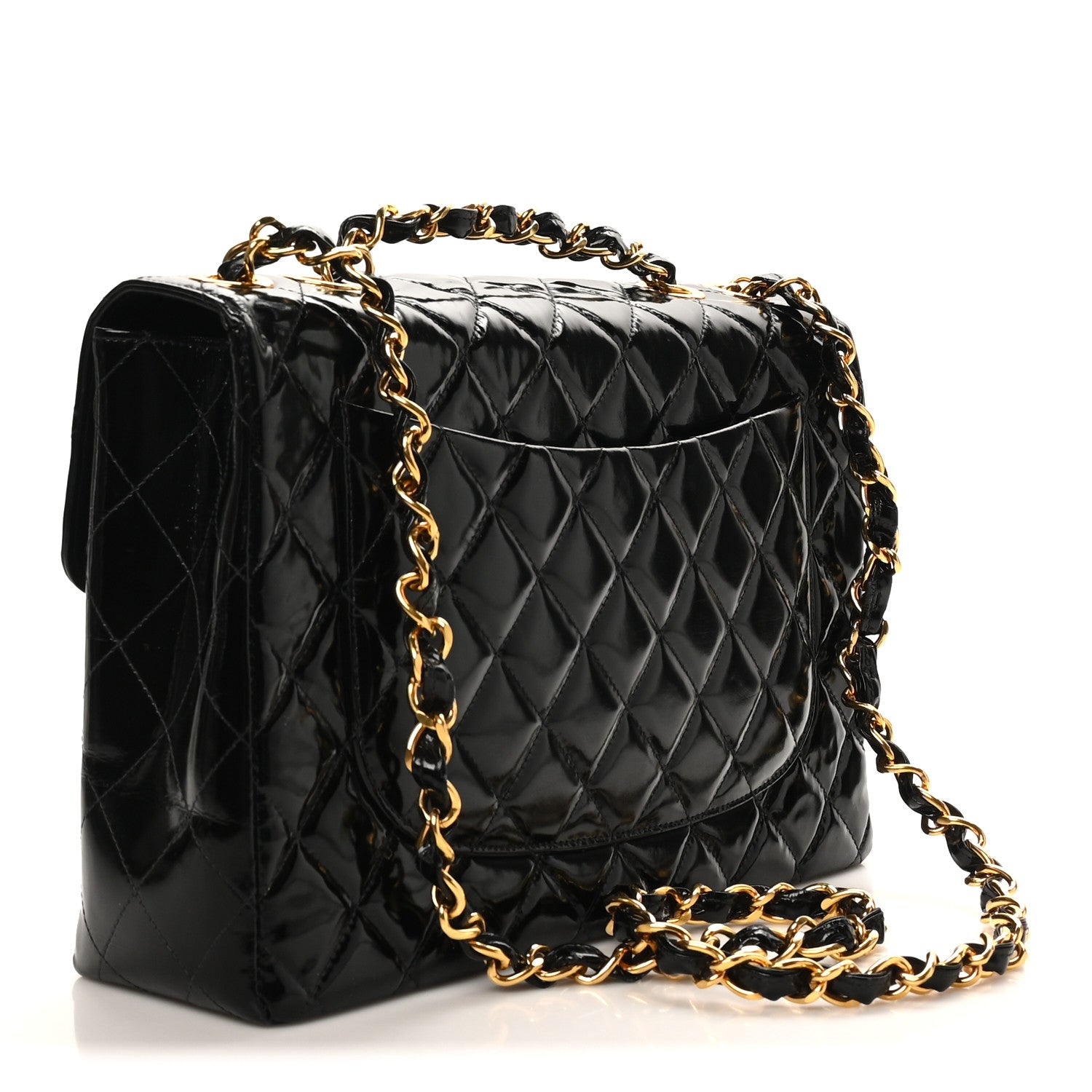 Chanel Patent Quilted XL Jumbo Single Flap Black 3 of 11