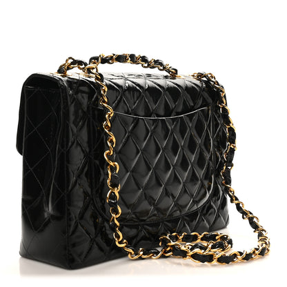 Chanel Patent Quilted XL Jumbo Single Flap Black 3 of 11
