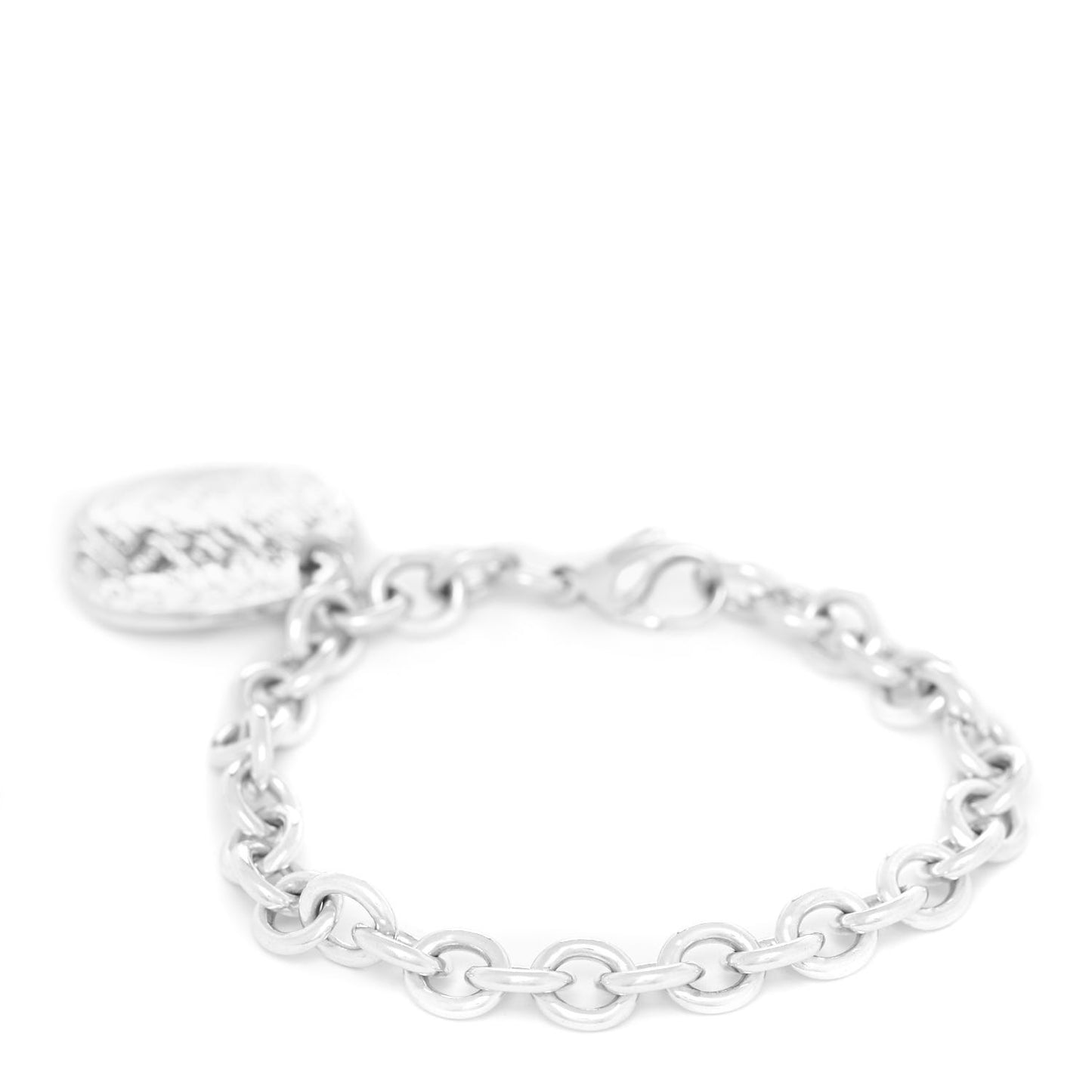 Sterling Silver Notes Round Tag Charm Bracelet