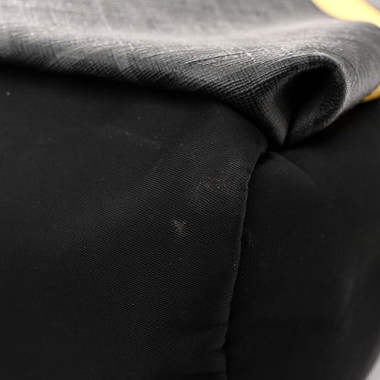 Fendi Glazed Fabric Nylon FF 1974 Diagonal Pouch Pocket Backpack Black Sunflower 11 of 12