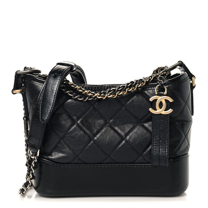 Chanel Aged Calfskin Quilted Small Gabrielle Hobo Black 1 of 10
