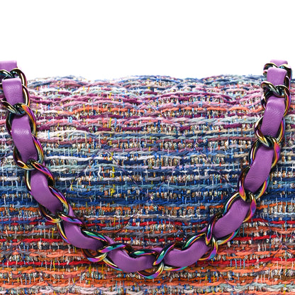 Chanel Tweed Quilted Mini Rectangular Flap Blue Pink Orange 8 of 11