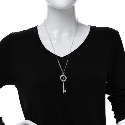 Tiffany Sterling Silver Diamond Blossom Key Pendant Link Necklace 2 of 7