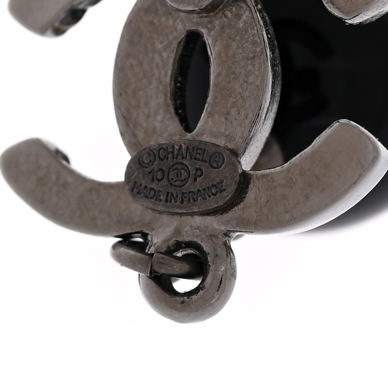 Chanel Ruthenium Bead CC Drop Earrings Black 4 of 5