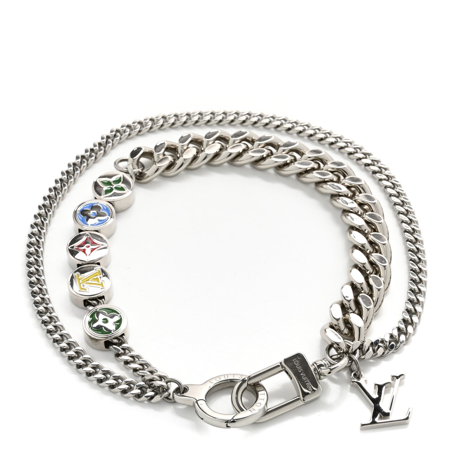 Metal Monogram Chain Belt Silver
