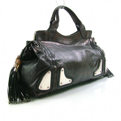 Gucci Leather Race Bamboo Tassel Tote Black 3 of 9