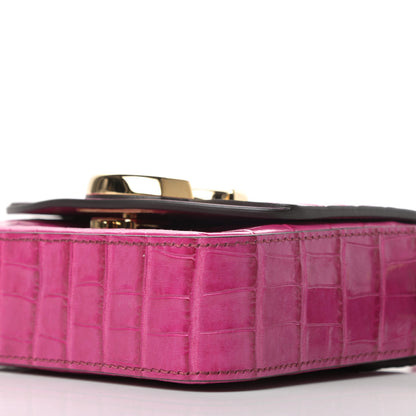 Chloe Calfskin Crocodile Embossed Mini C Double Carry Graphic Pink 8 of 9