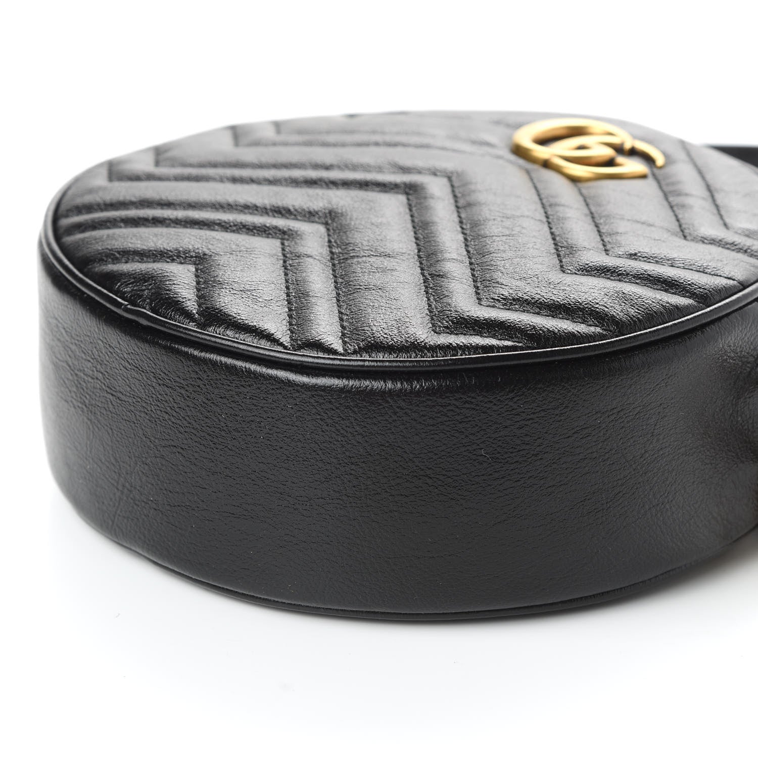 Gucci Azalea Calfskin Matelasse Heart Mini GG Marmont Round Shoulder Bag Black 7 of 10