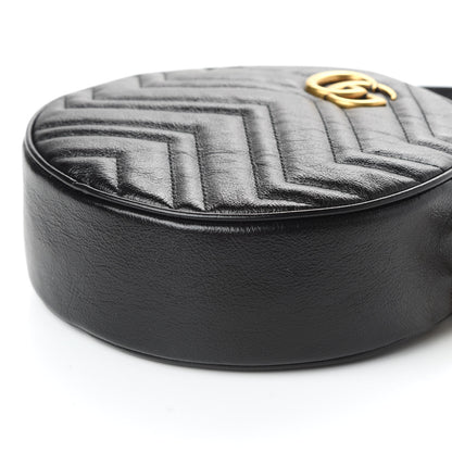 Gucci Azalea Calfskin Matelasse Heart Mini GG Marmont Round Shoulder Bag Black 7 of 10
