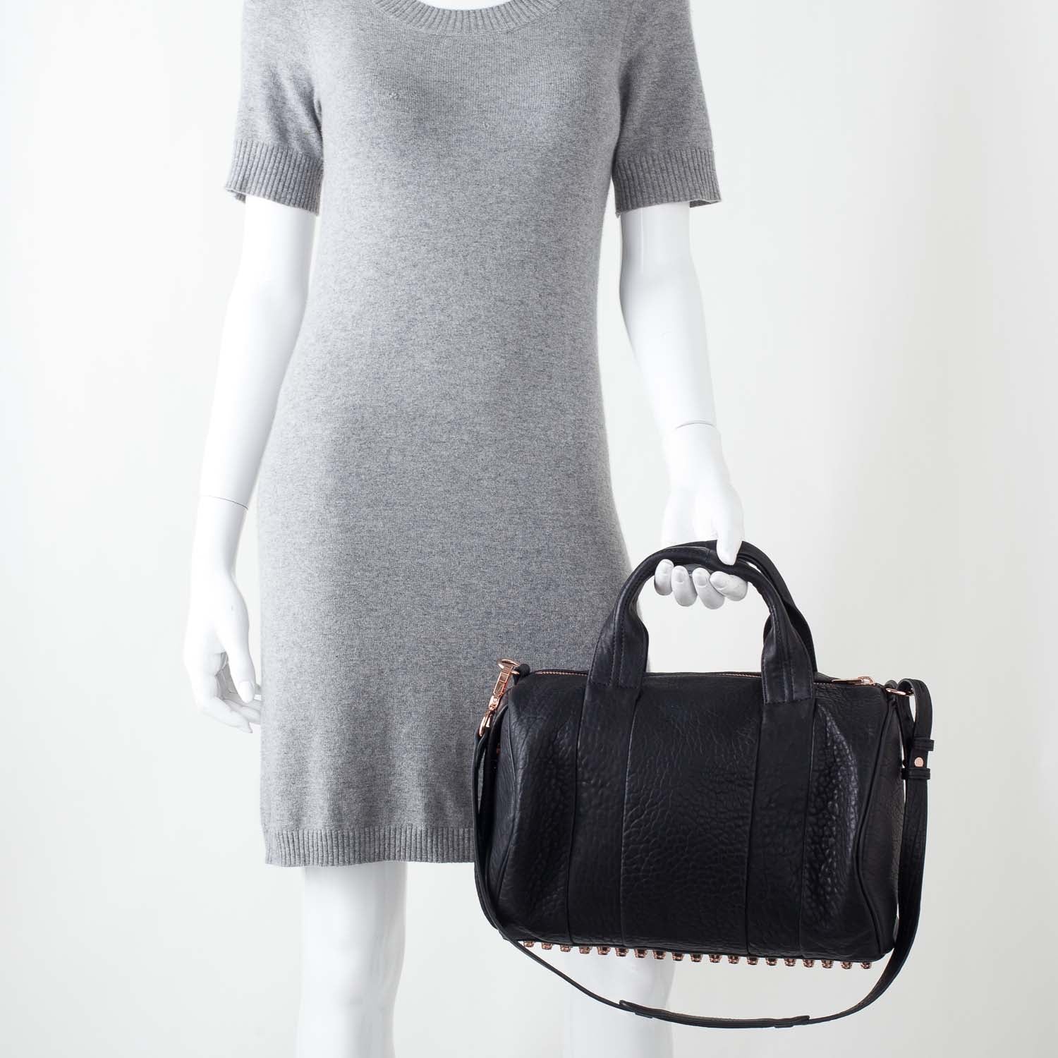 Alexander Wang Leather Rocco w Rose Gold Hardware Black 2 of 8