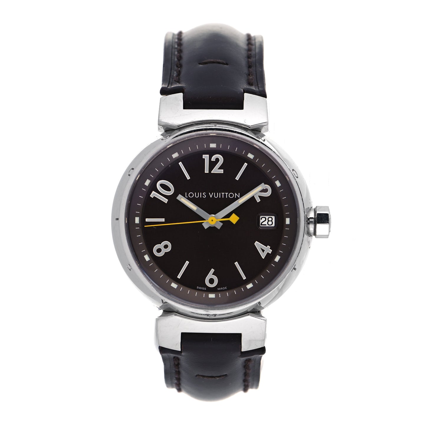 Stainless Steel Calfskin 34mm Tambour Quartz Watch