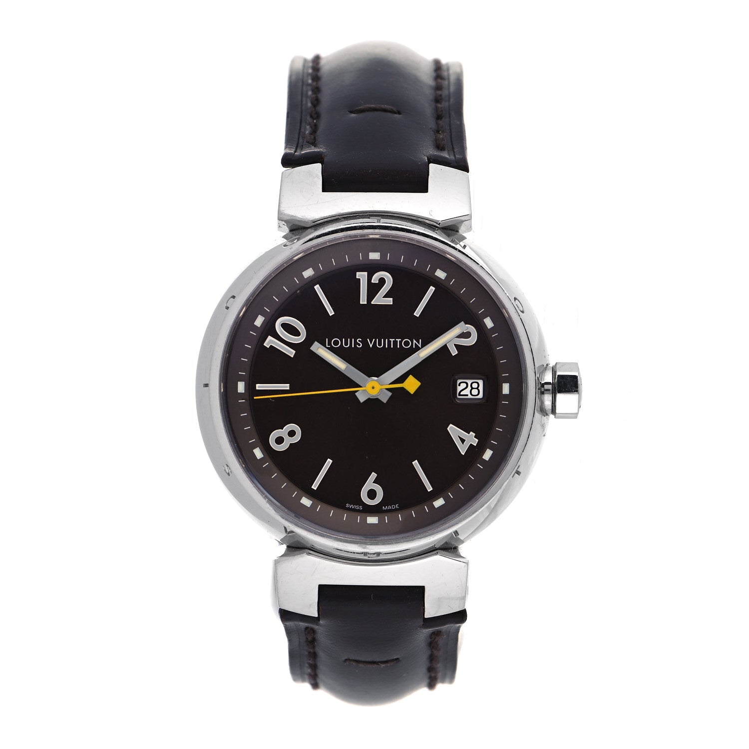 Louis Vuitton Stainless Steel Calfskin 34mm Tambour Quartz Watch 1 of 5