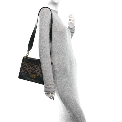Fendi Vitello Liberty Bi-Color FF 1974 Embossed Chain Strap Kan U Shoulder Bag Black Maya 3 of 10