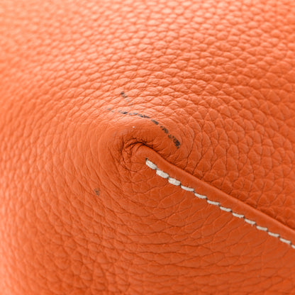 Hermes Taurillon Clemence Double Sens 45 Reversible Tote Orange Gold 18 of 22