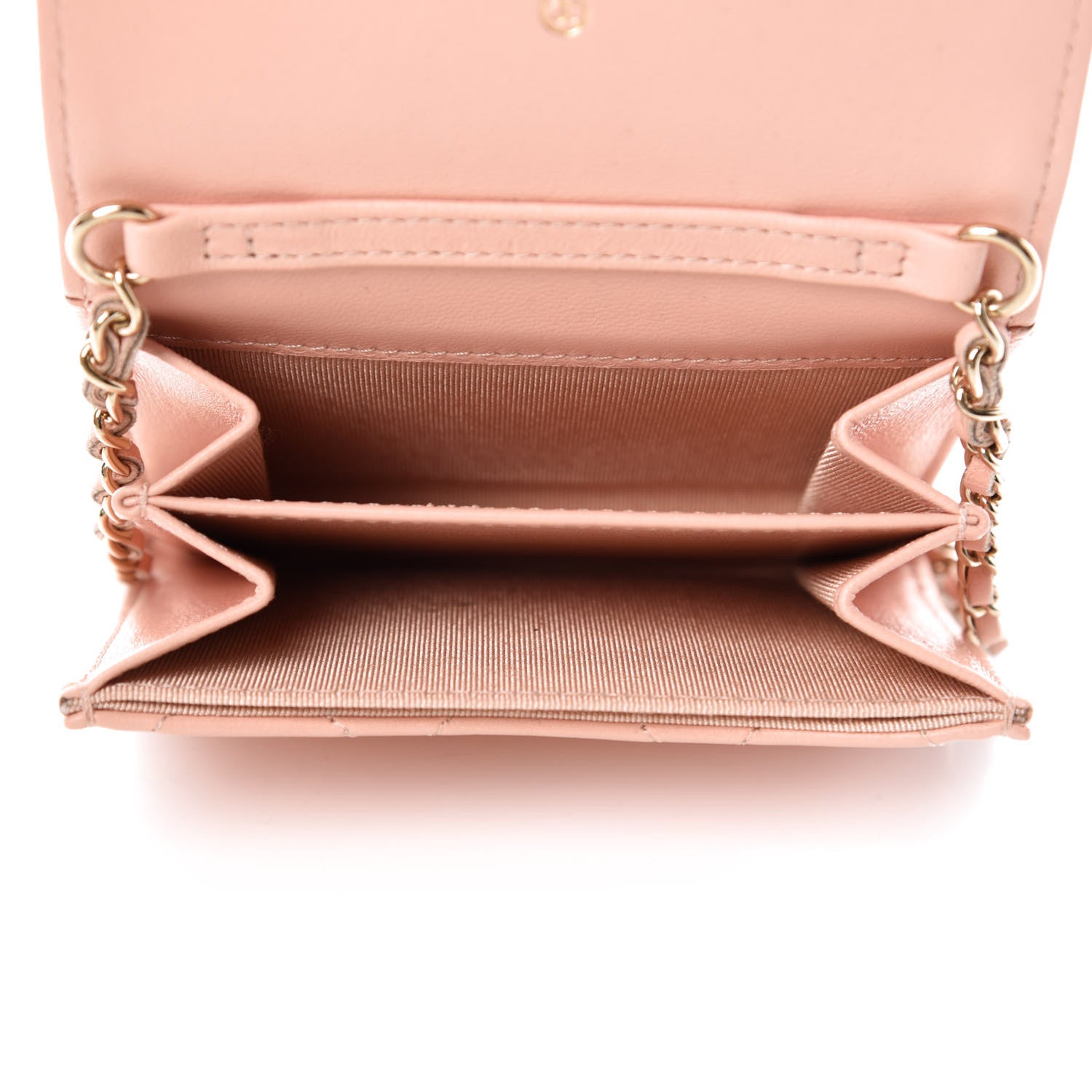 Chanel Lambskin Quilted Flap Card Holder On Chain Light Pink 5 of 12