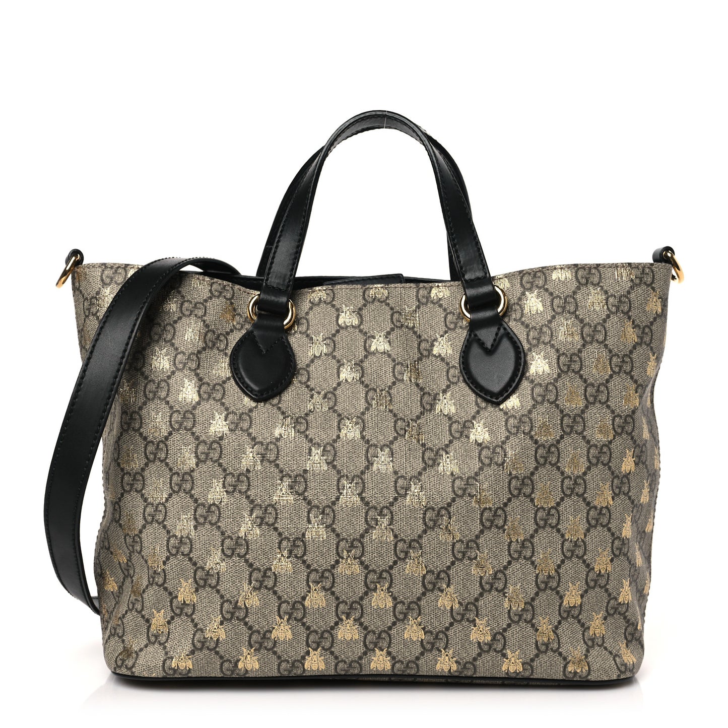 Soft GG Supreme Monogram Bees Small Crossbody Tote Beige Oro Black