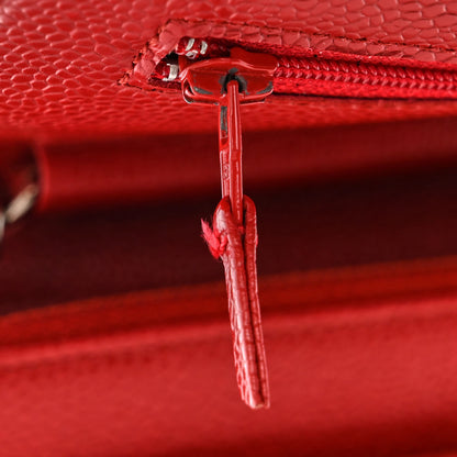 Chanel Caviar Quilted Wallet on Chain WOC Red 13 of 14